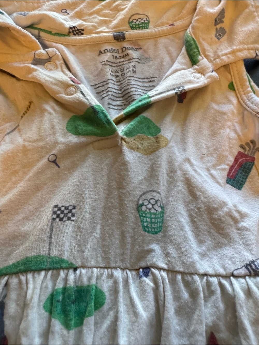 Angel Dear Golf theme Cream romper dress 18-24mo